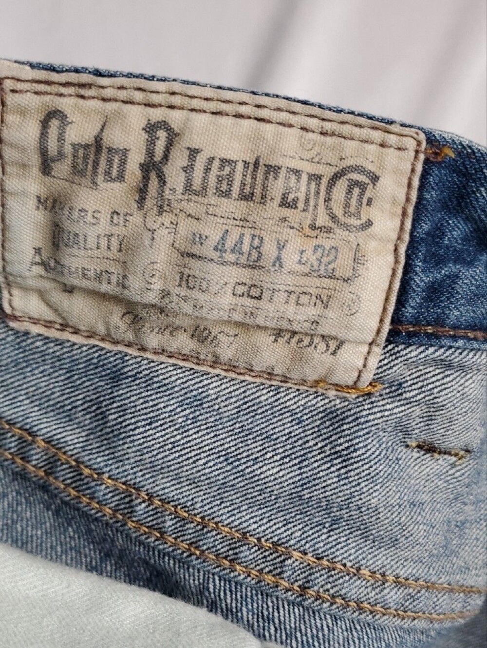 Vintage Y2K Polo Ralph Lauren Men's 44x32 Blue Straight Leg Denim Jeans PRL - Picture 5 of 15